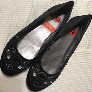 Nine West black jeweled flats. Size 10